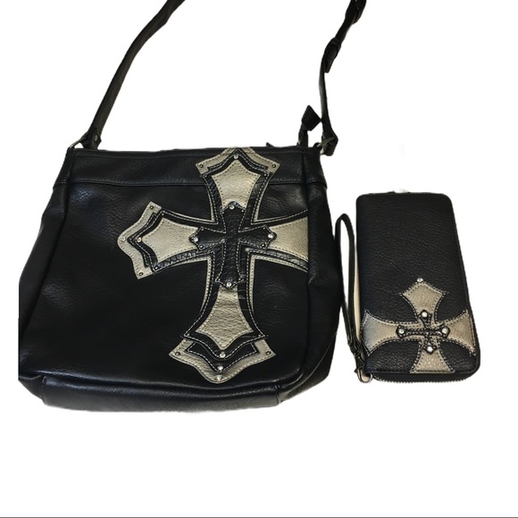 Cato Handbags - Est 1946, Cato Black Cross Purse & Wallet